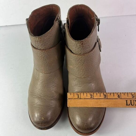 Kork Ease Boots Womens 7M Beige Distressed Leather Ankle Western Heel Side Zip - Picture 11 of 15